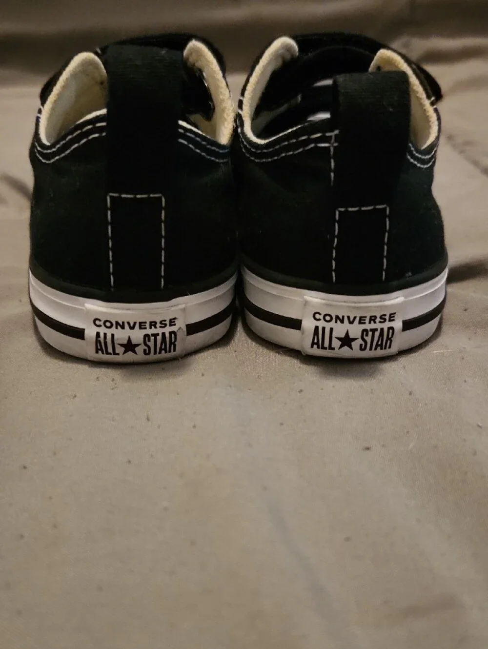Converse Kids Black Canvas Velcro Sneakers with White Toe